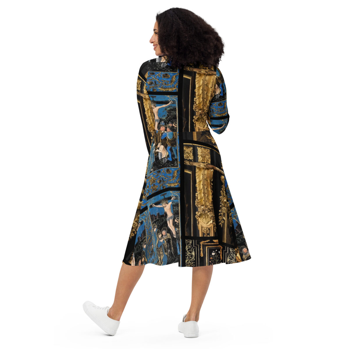 Blue Gold Midi Dress - Image 4