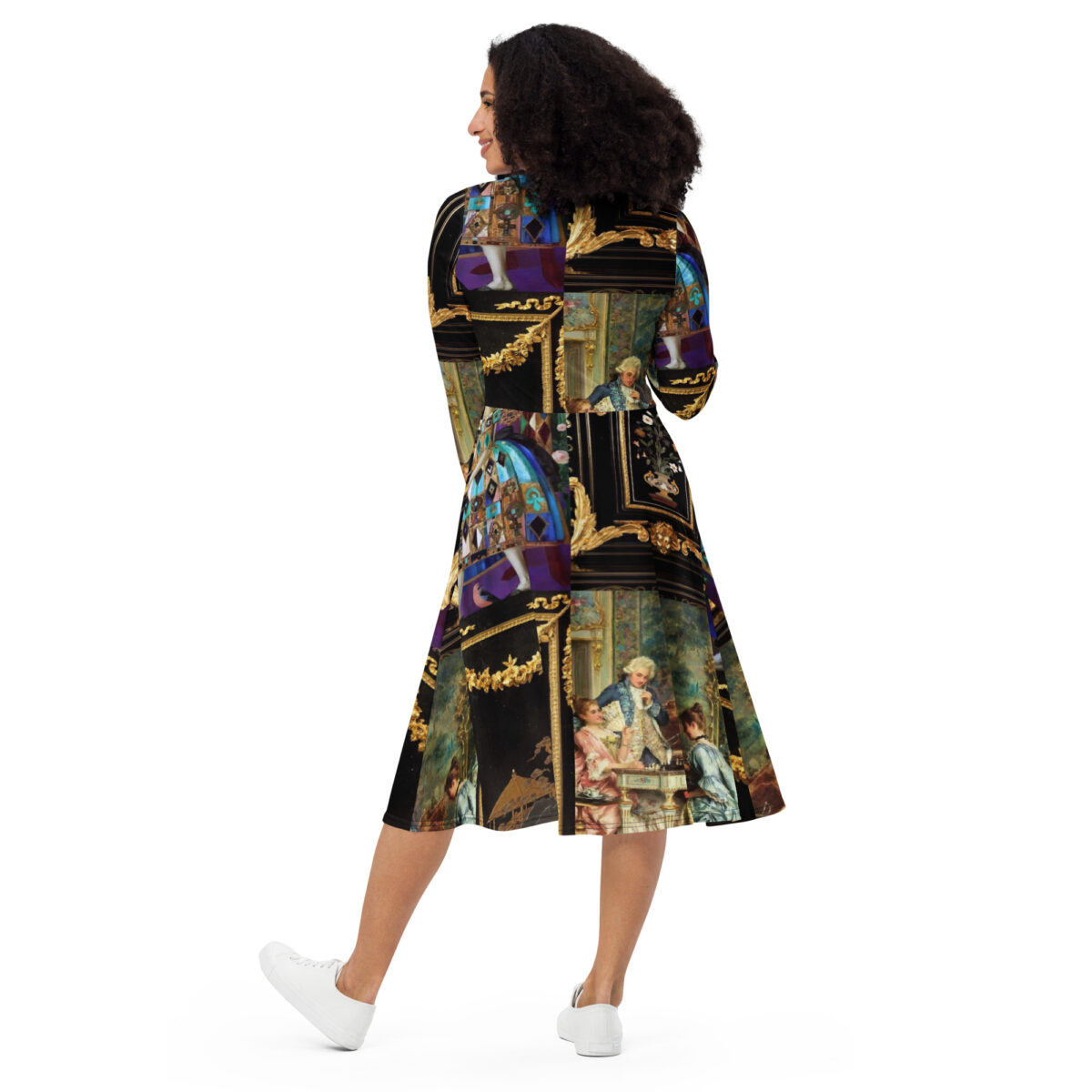 Black Gold Purple Midi Dress - Image 4