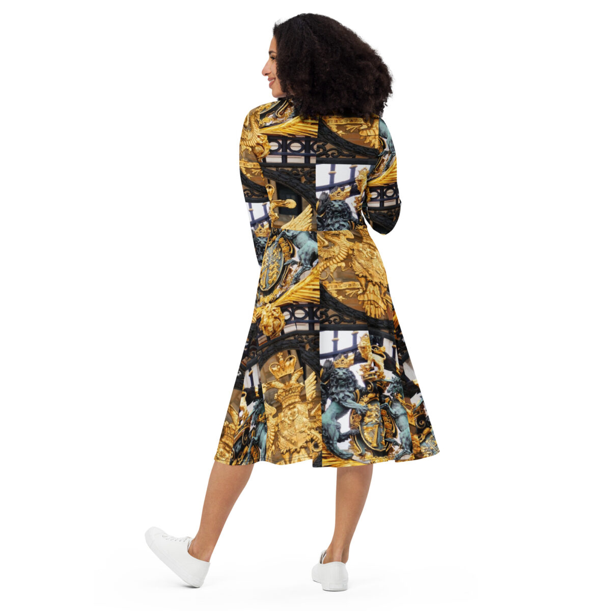 Gold Black Midi Dress - Image 4