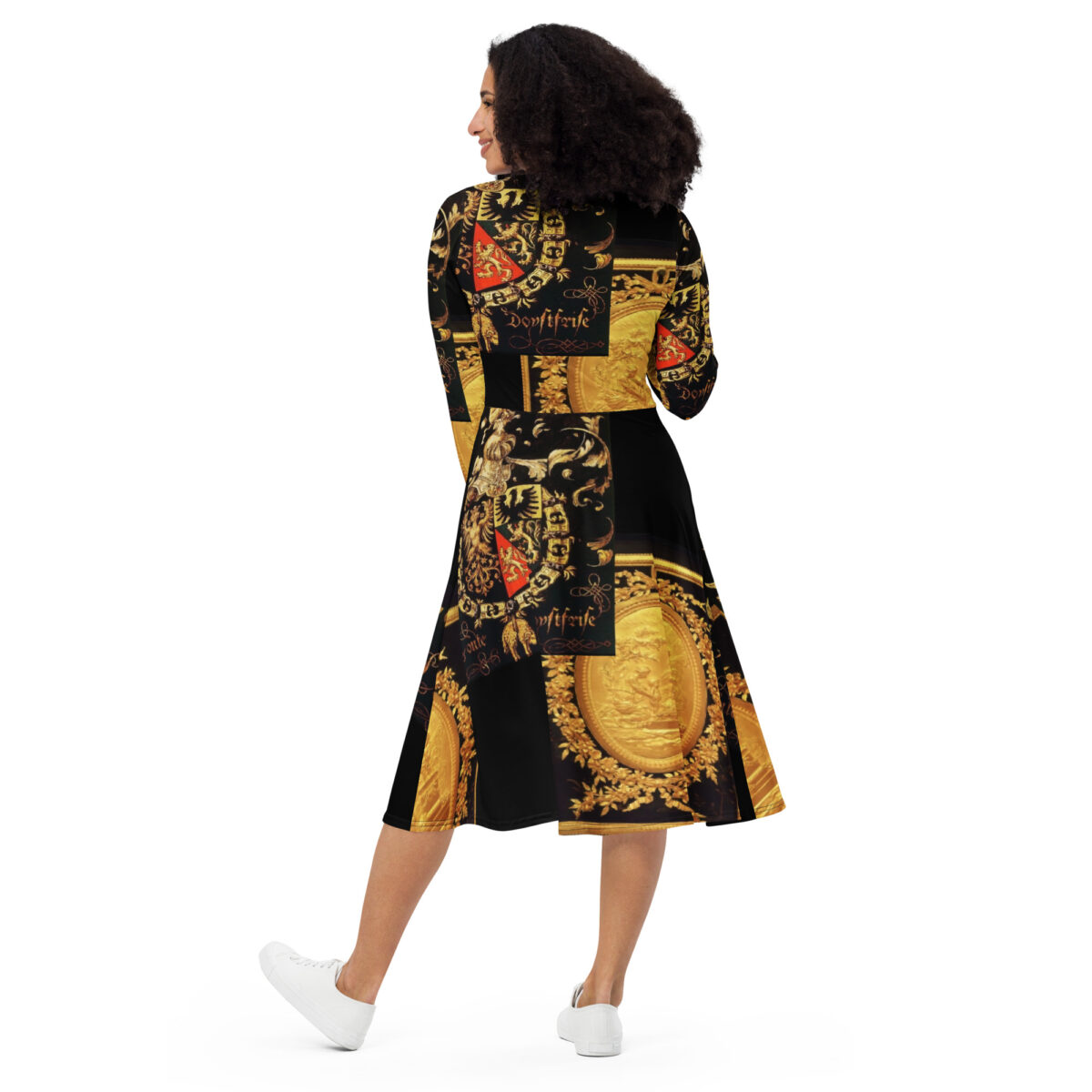 Black Gold Designer Midi Dress - Image 5