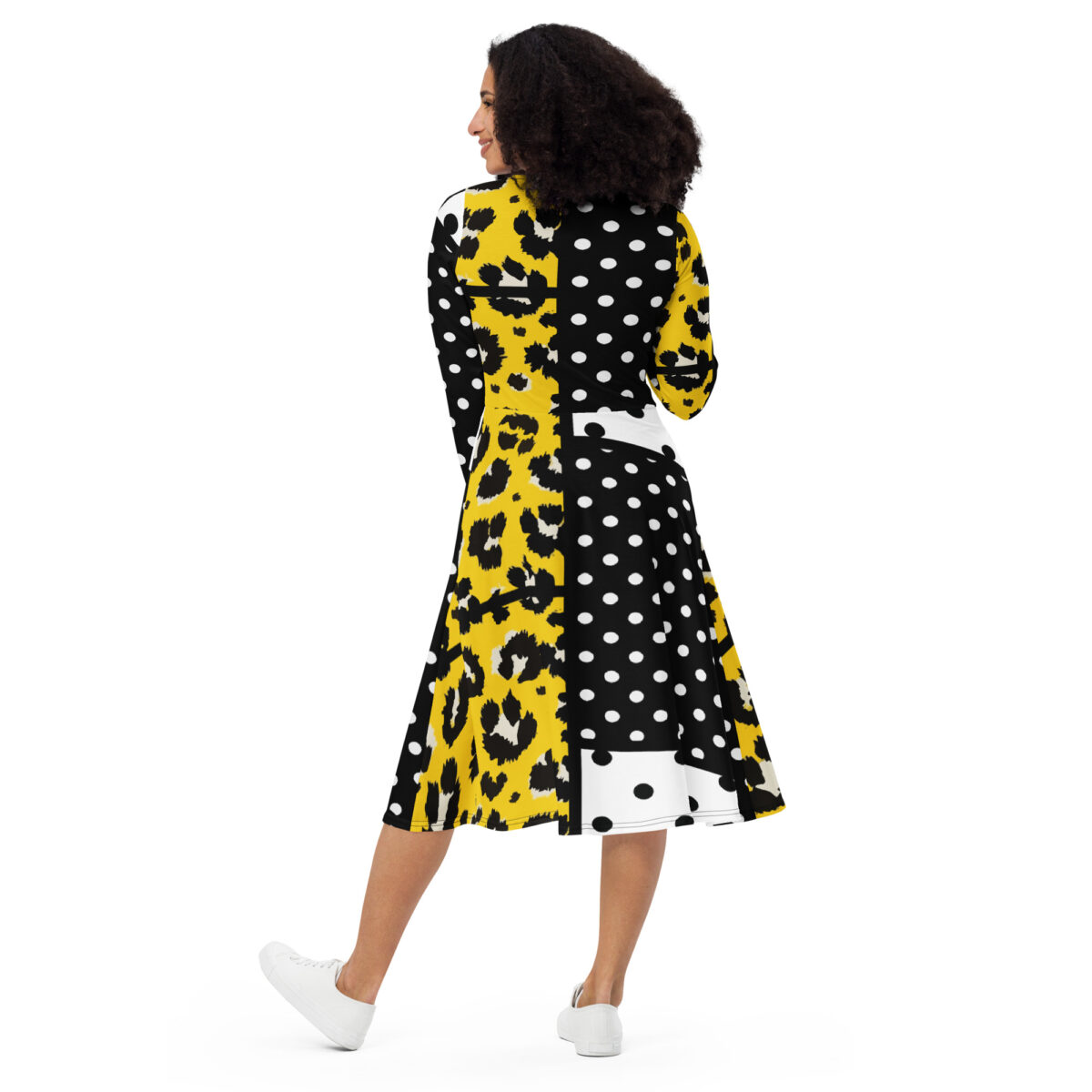 Polka Dots Yellow Midi Dress - Image 4