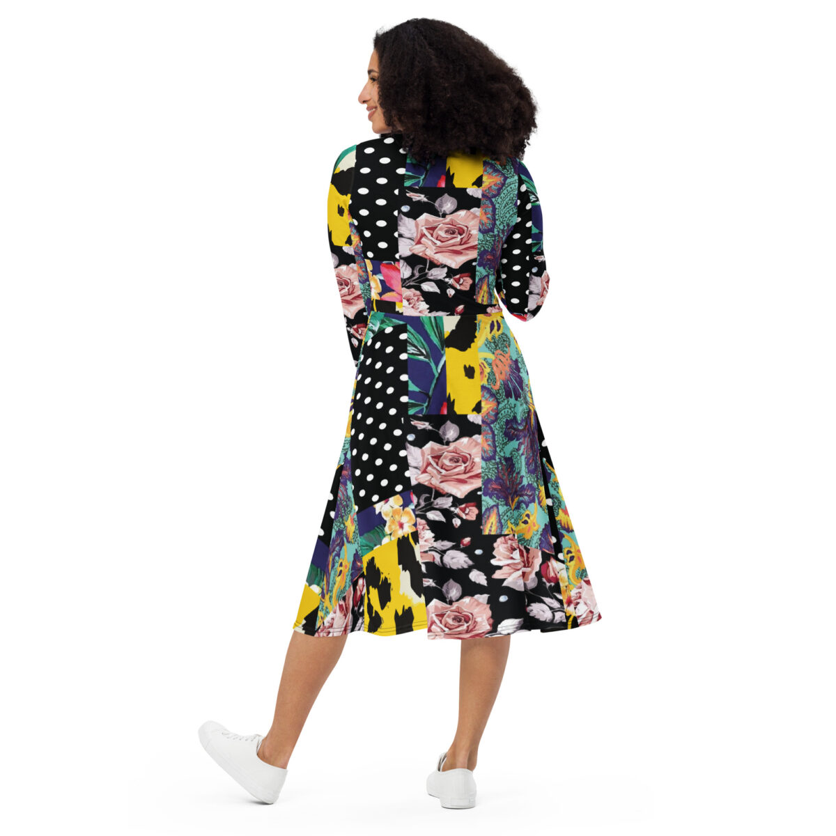 Polka Dots Floral Midi Dress - Image 4