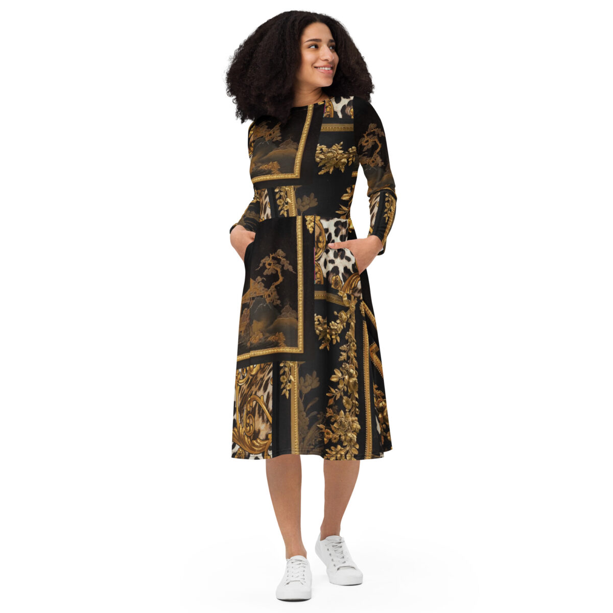 Black Gold Midi Dress - Image 3