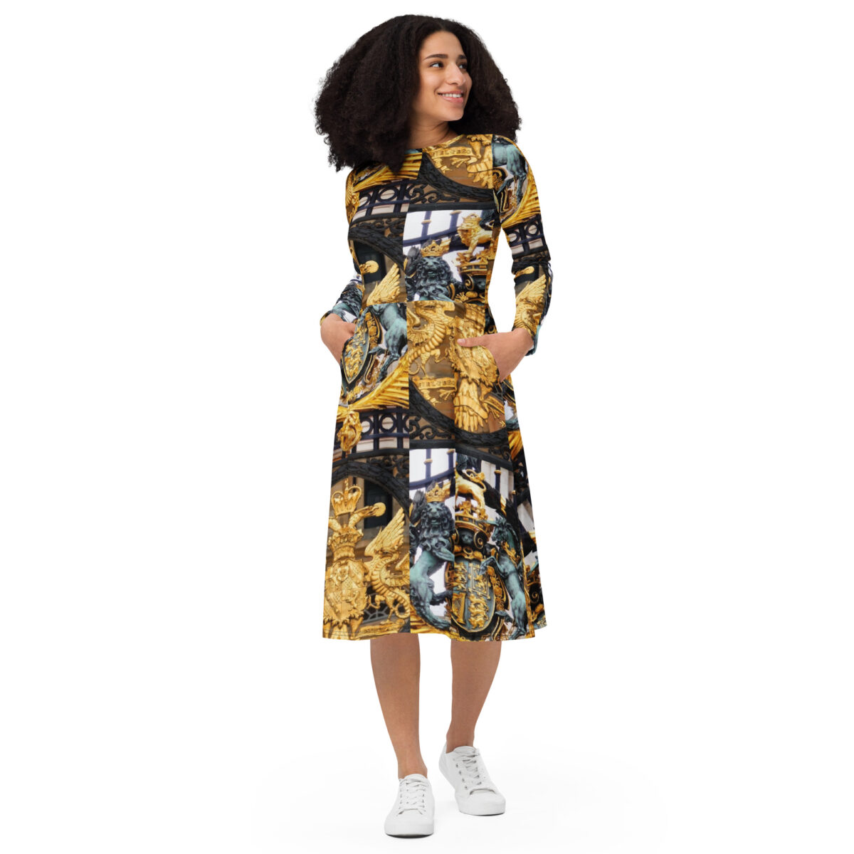 Gold Black Midi Dress - Image 3