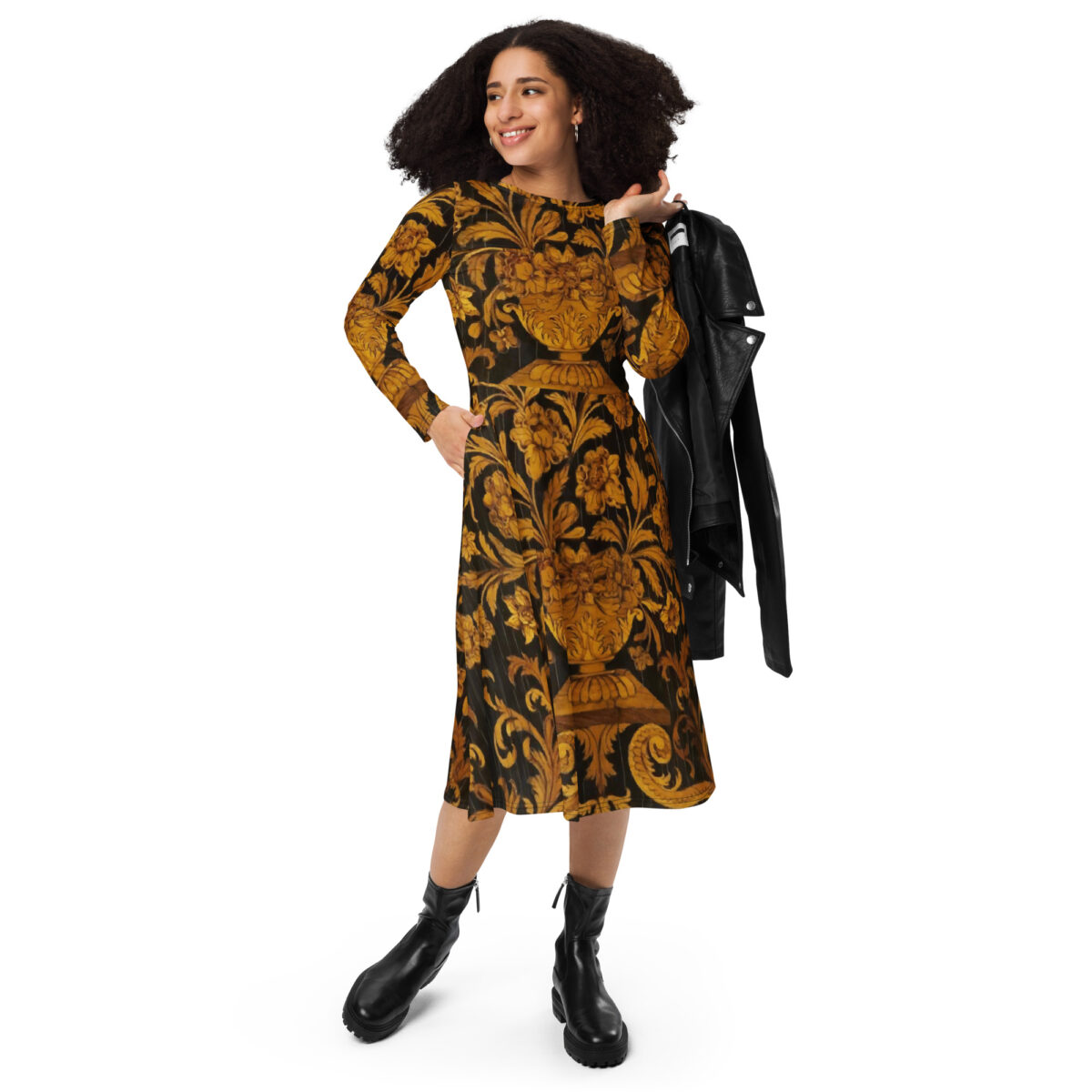 Black Gold Midi Dress - Image 3