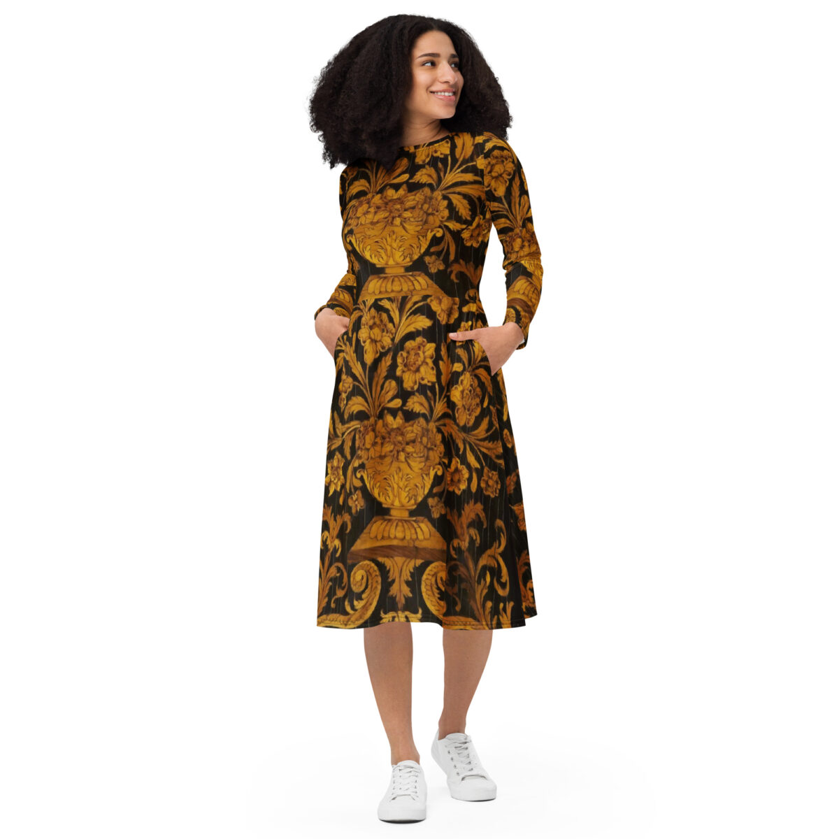 Black Gold Midi Dress - Image 4