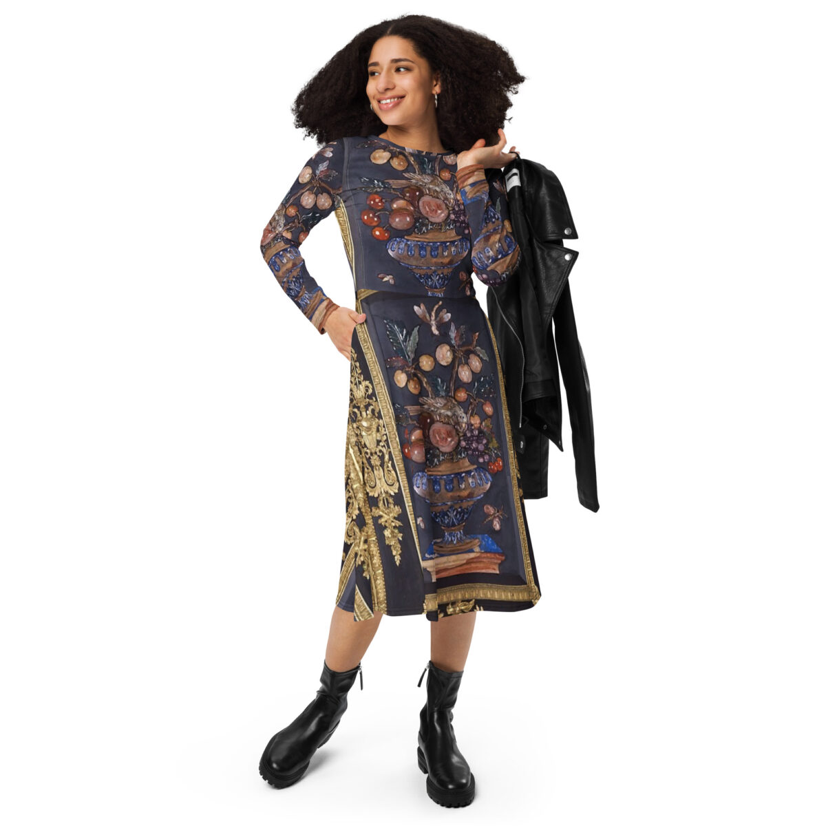 Purple Gold Midi Dress - Image 3