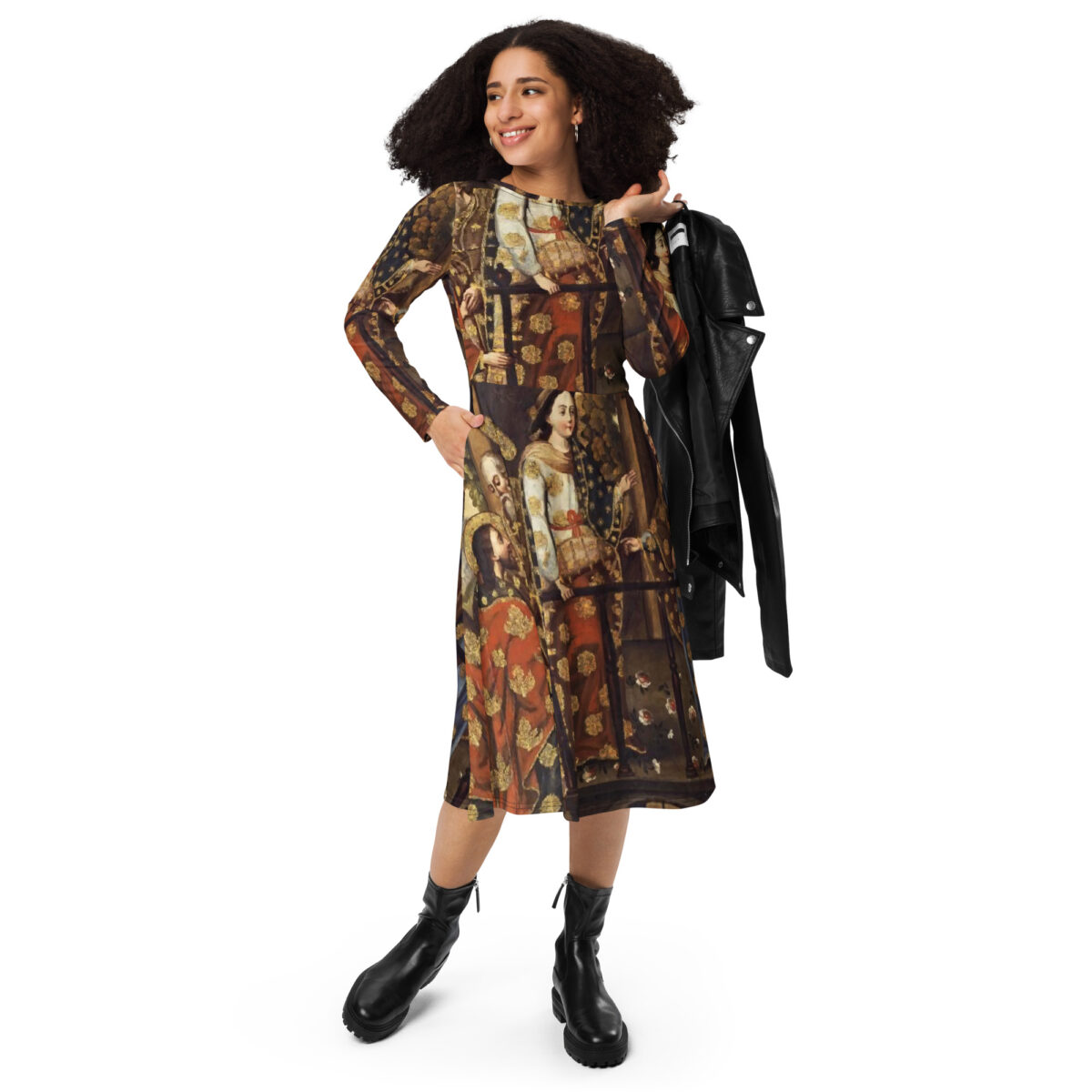 Gold Brown Midi Dress - Image 3