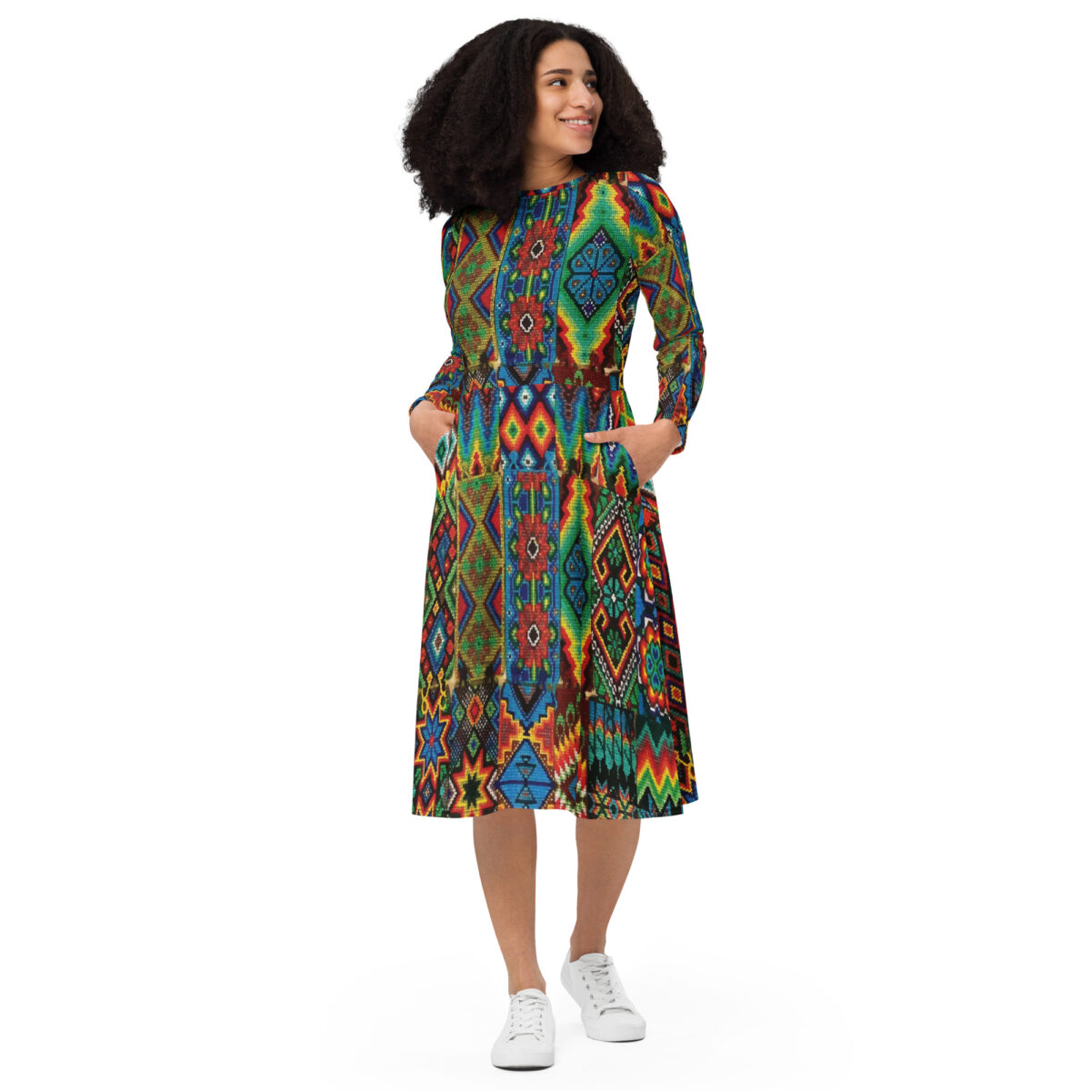 Native American Tribe Print Midi Dress - Image 3