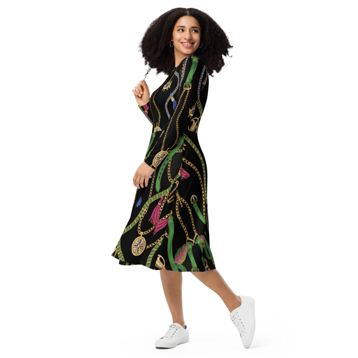 Black Green Midi Dress - Image 4