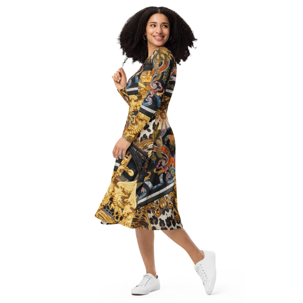 Gold Black Midi Dress For Women - Image 5
