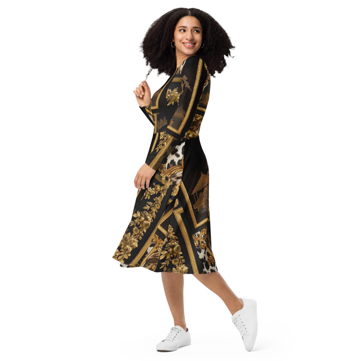 Black Gold Midi Dress - Image 5