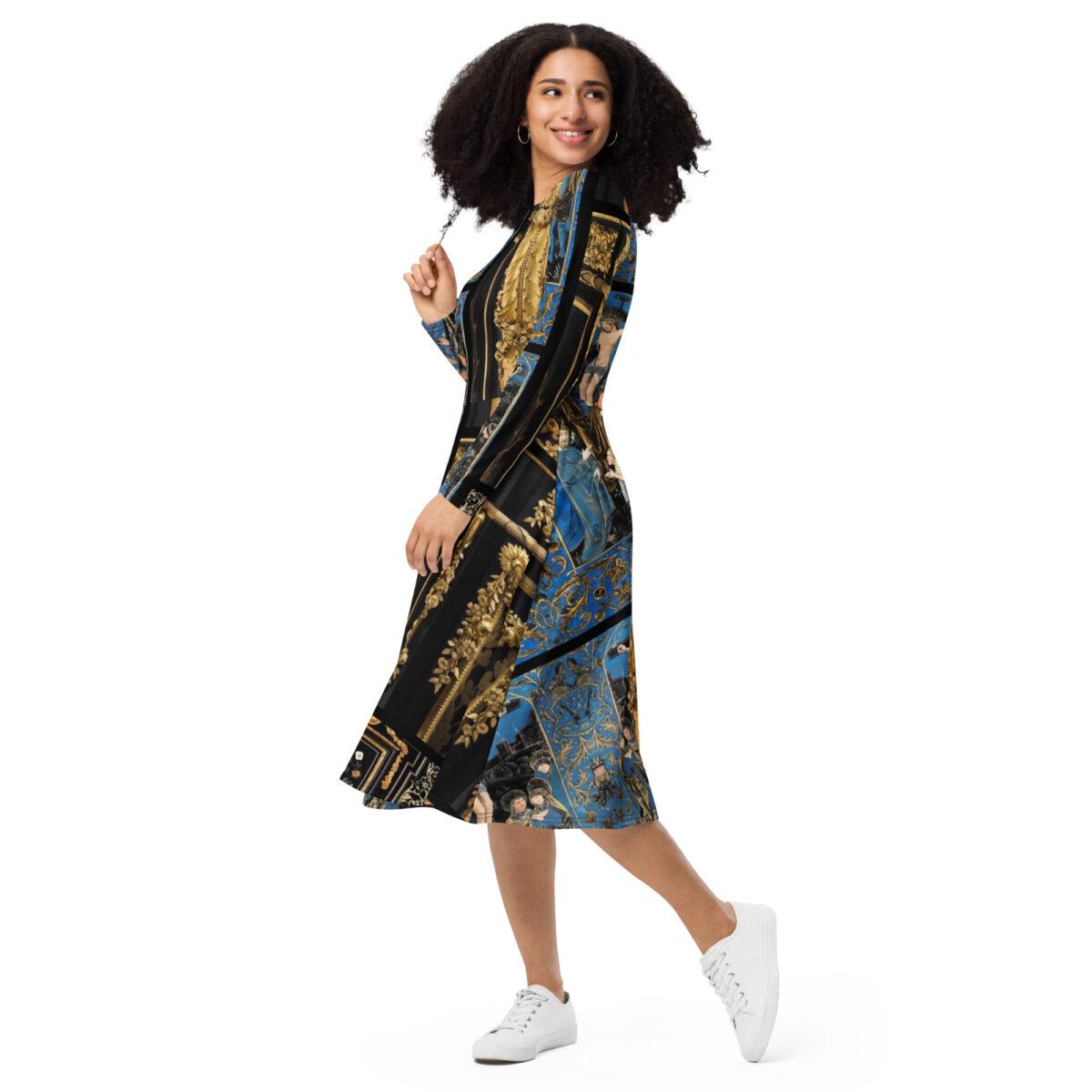 Blue Gold Midi Dress - Image 5