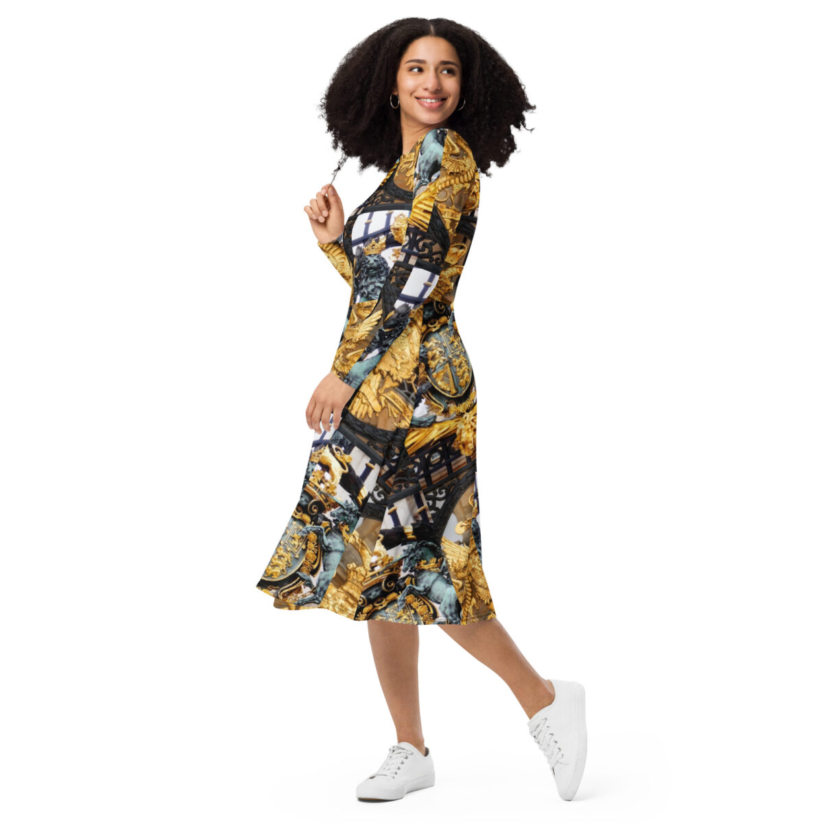 Gold Black Midi Dress - Image 5