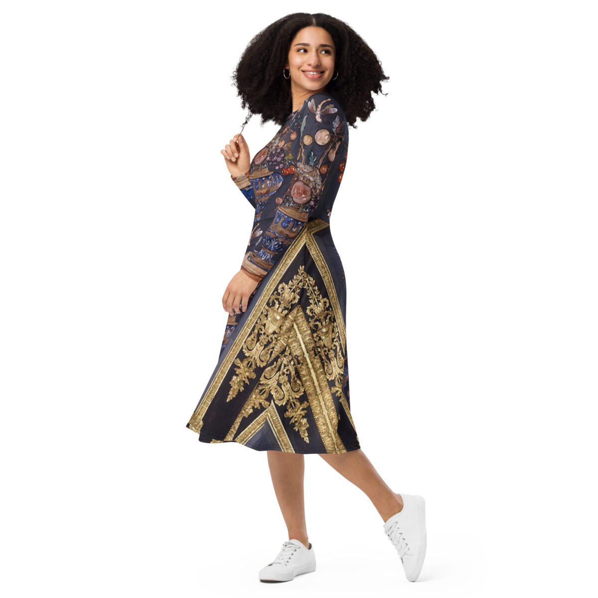 Purple Gold Midi Dress - Image 6