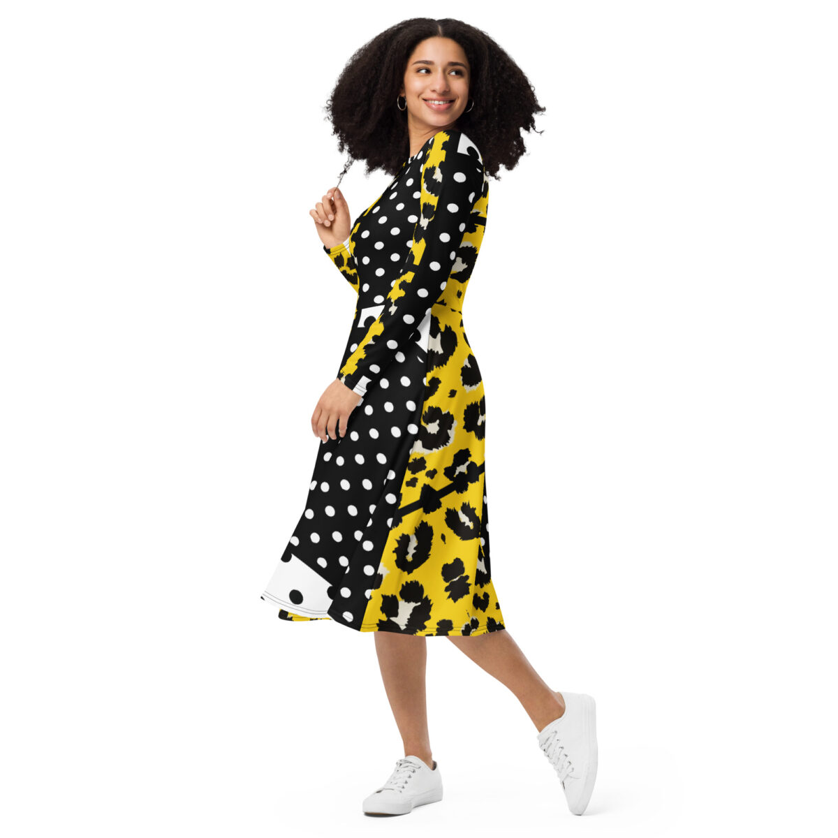 Polka Dots Yellow Midi Dress - Image 5