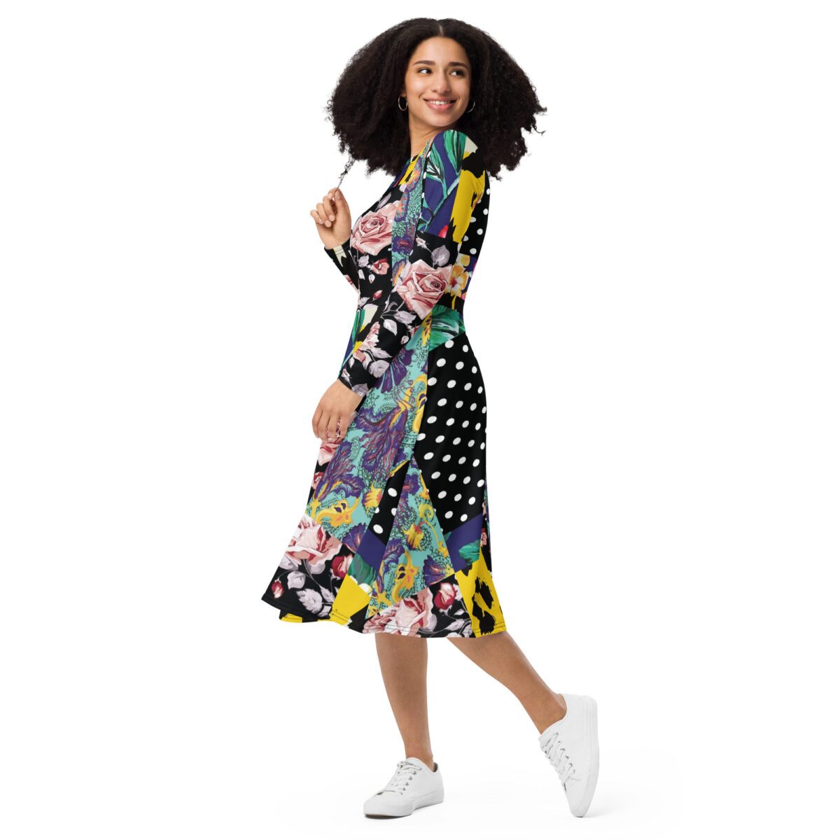 Polka Dots Floral Midi Dress - Image 5