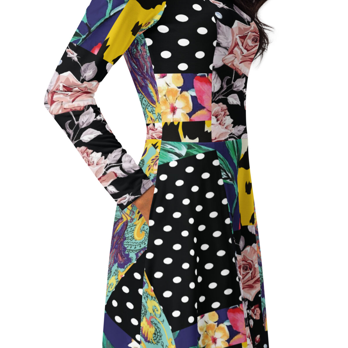 Polka Dots Floral Midi Dress - Image 2