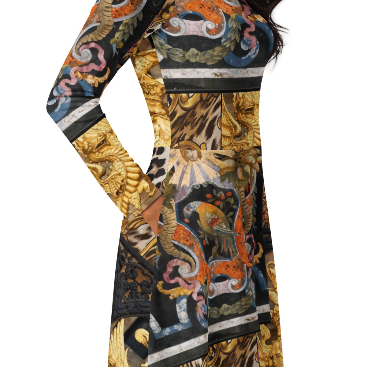 Gold Black Midi Dress For Women - Image 2