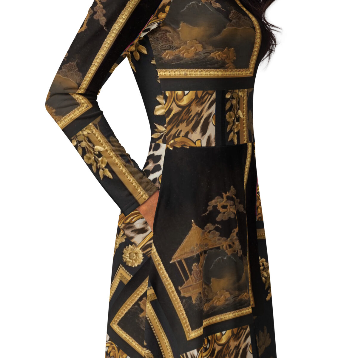 Black Gold Midi Dress - Image 2