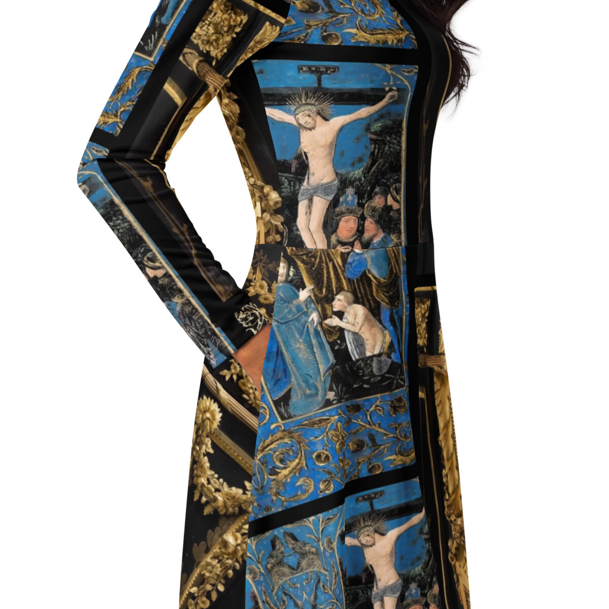 Blue Gold Midi Dress - Image 2