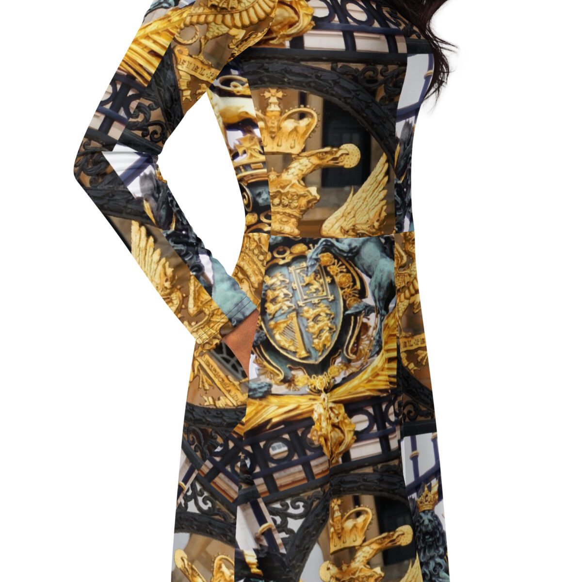 Gold Black Midi Dress - Image 2