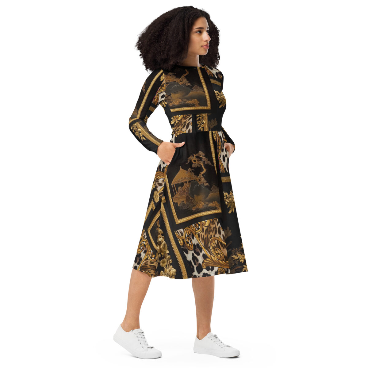 Black Gold Midi Dress
