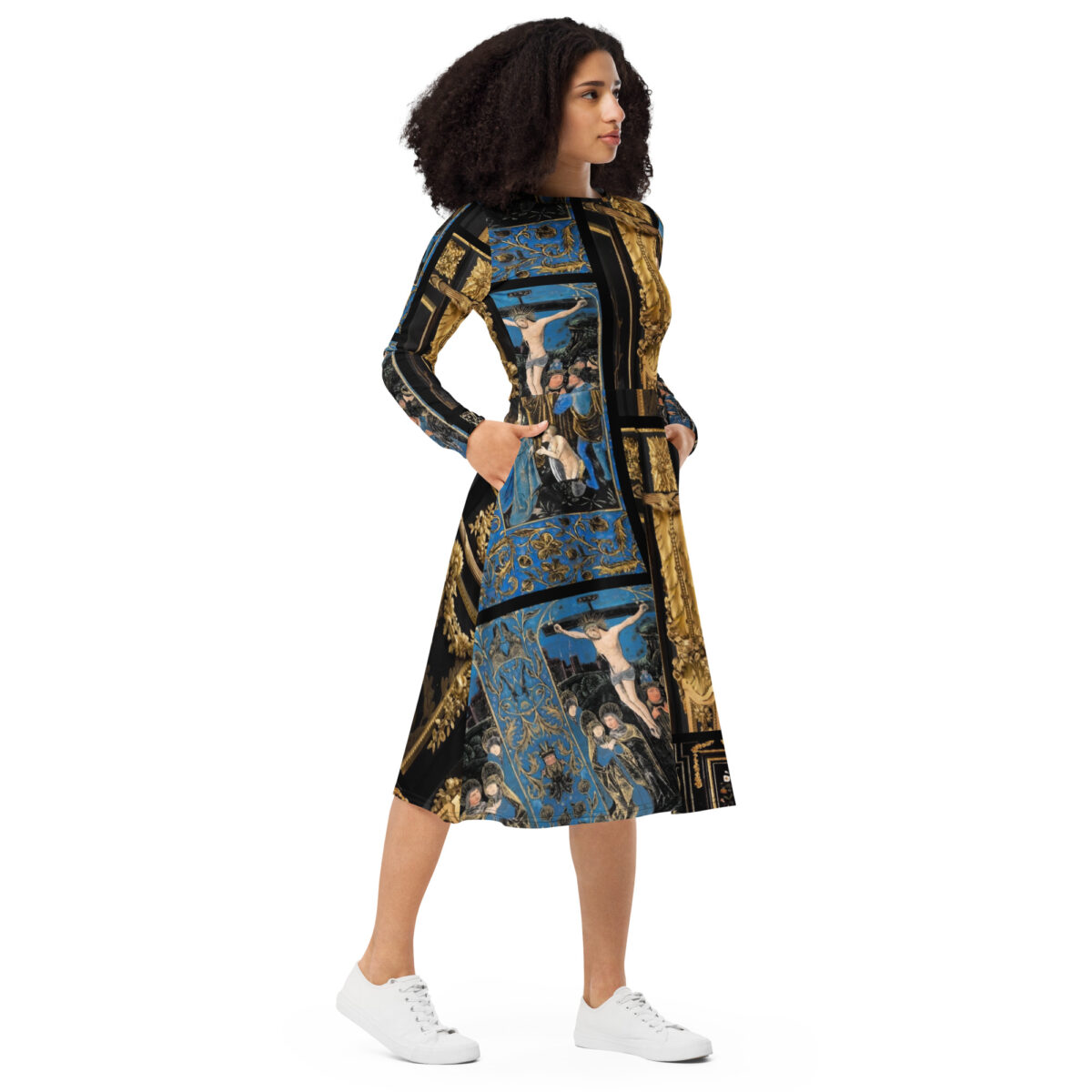 Blue Gold Midi Dress