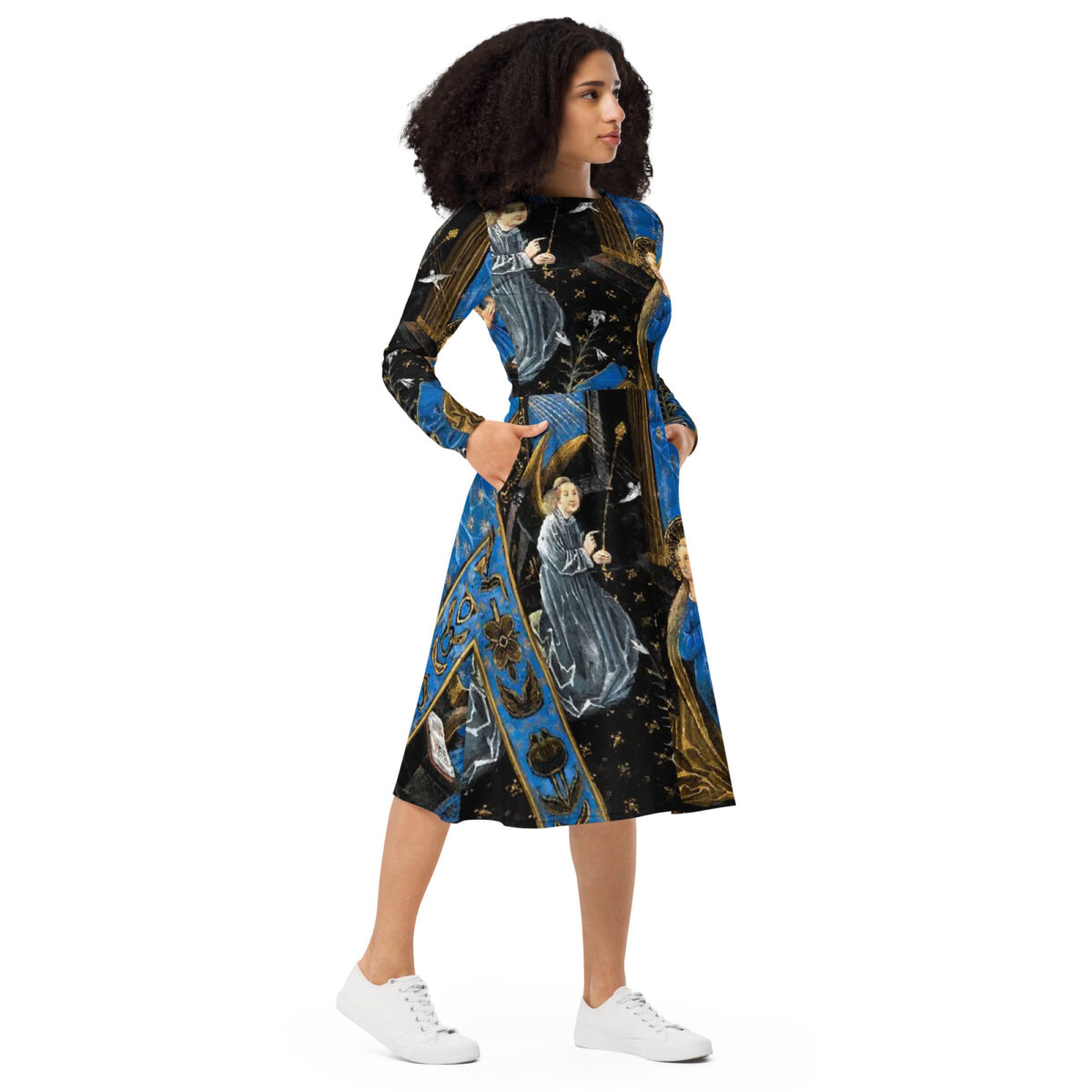 Black Blue Midi Dress