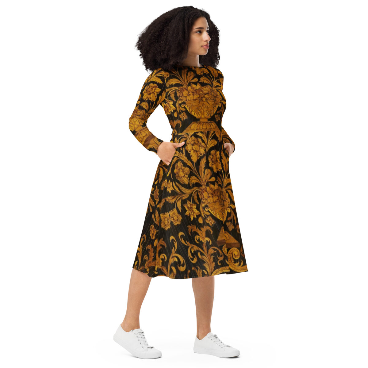 Black Gold Midi Dress