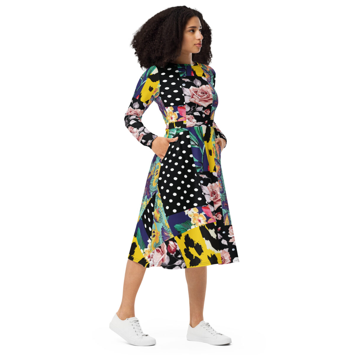 Polka Dots Floral Midi Dress
