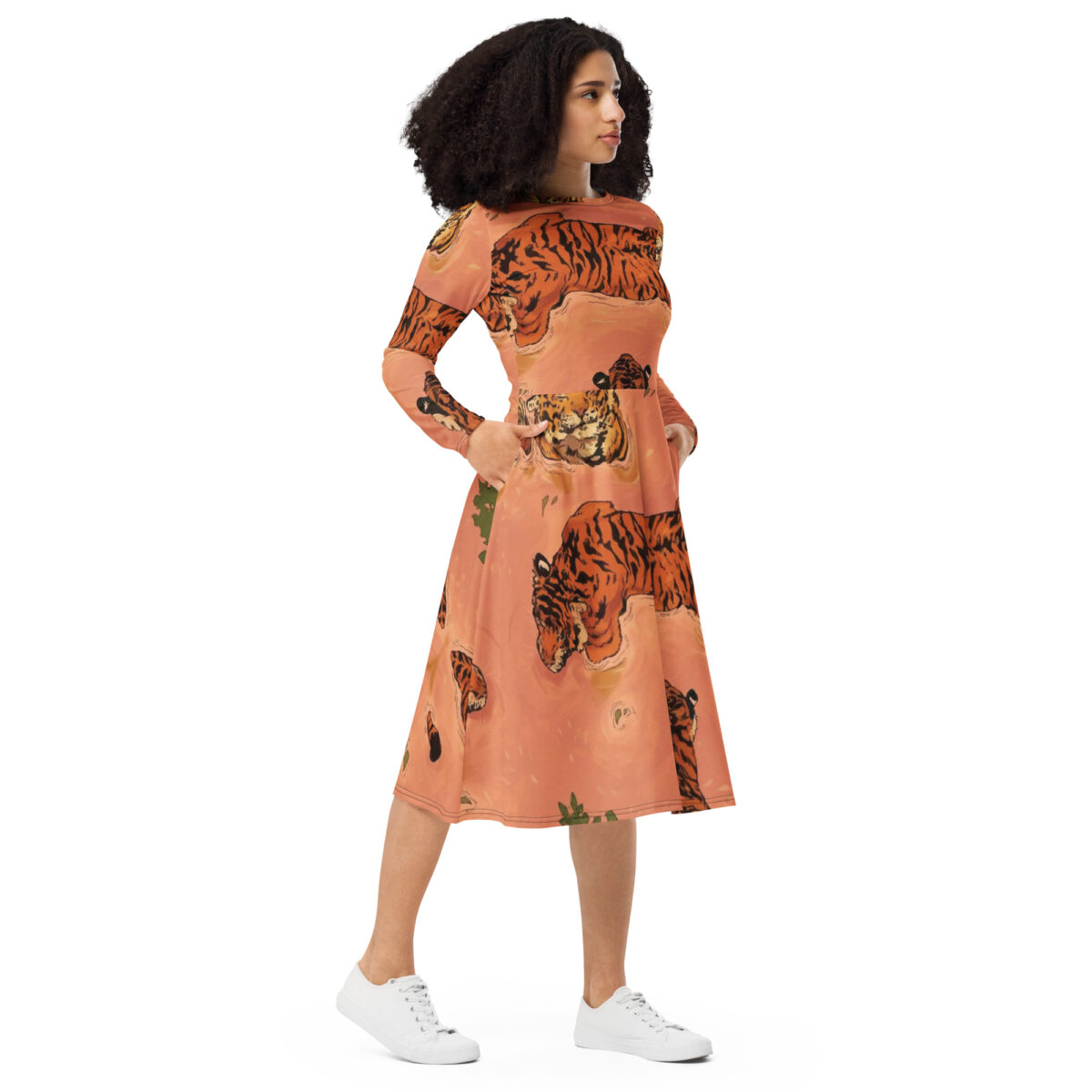 Peach Pink Midi Dress