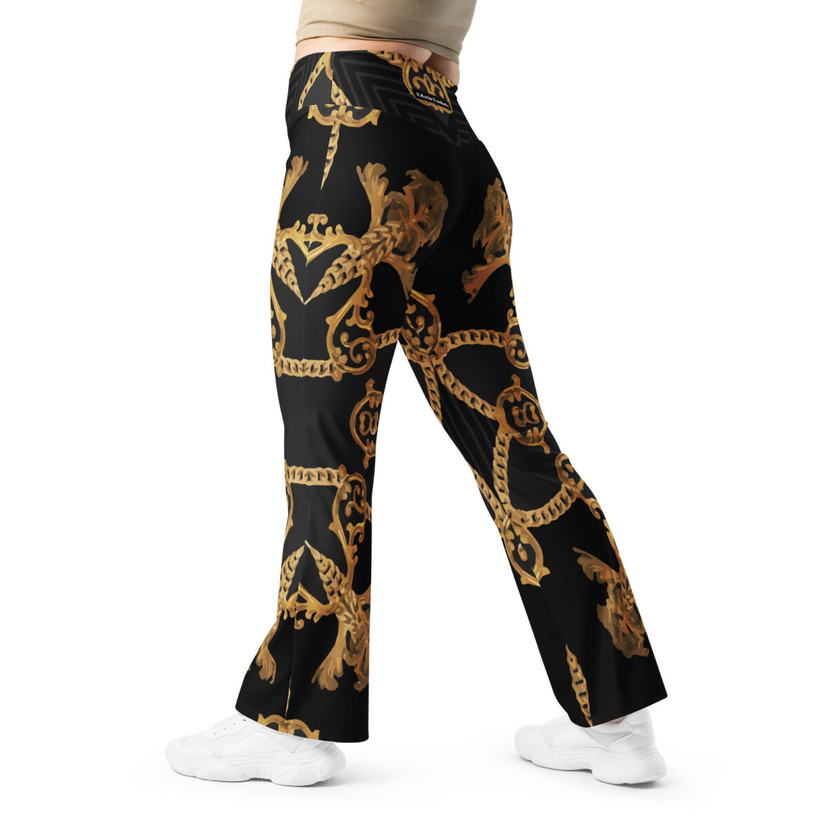 Flared Leggings Black Baroque Gold - Image 4