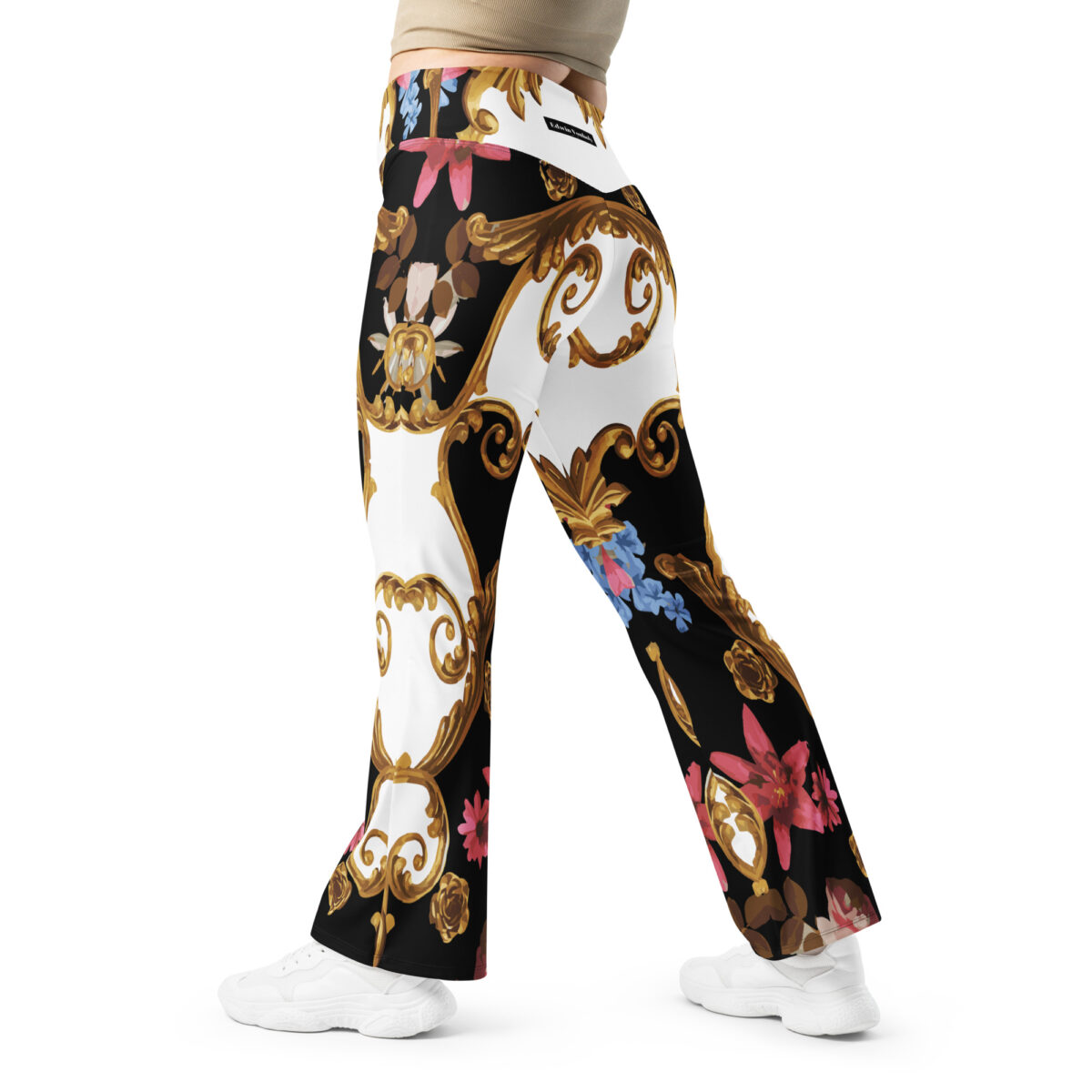 Flared Leggings For Women Black White - Image 2