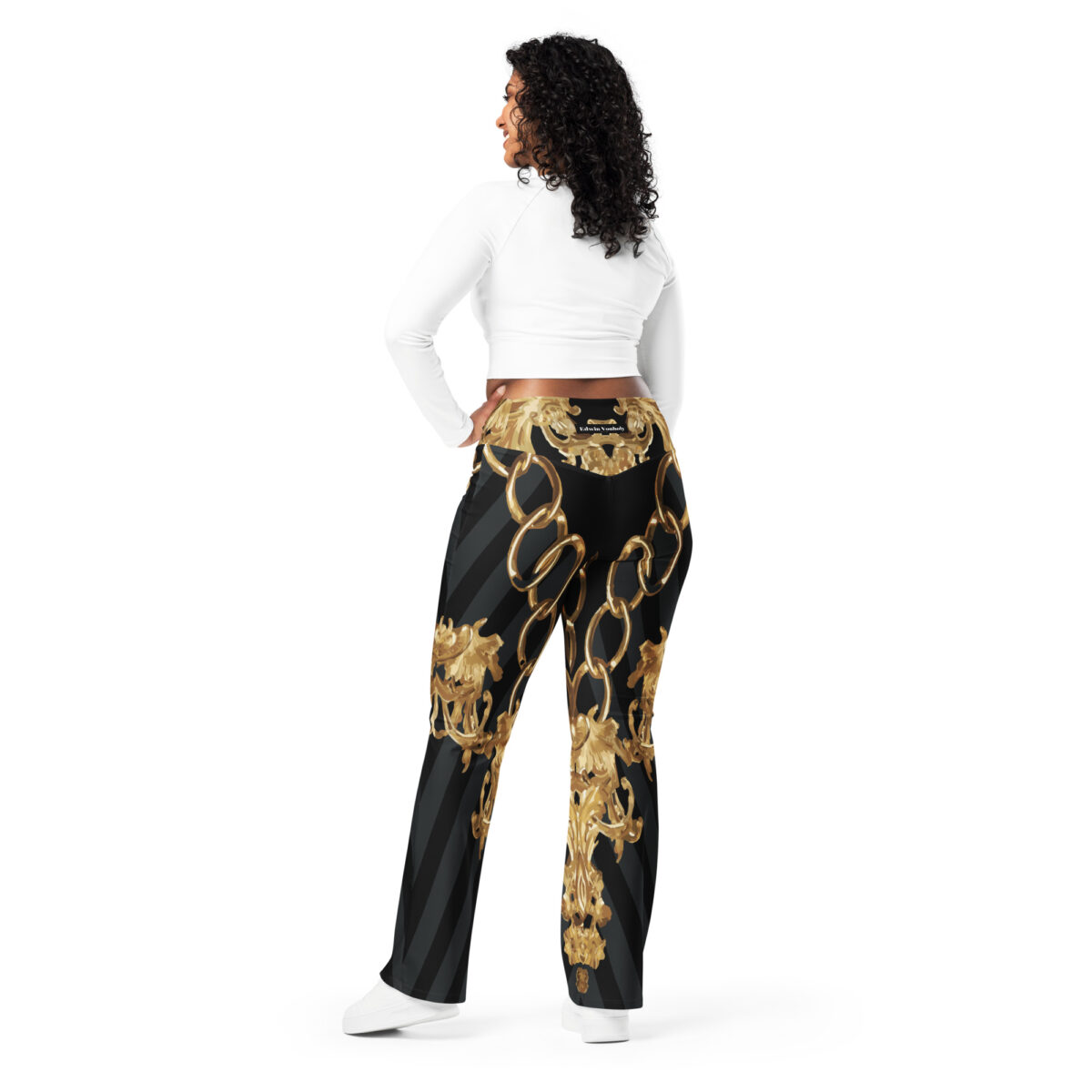 Flared Leggings For Women Black Gold - Image 5