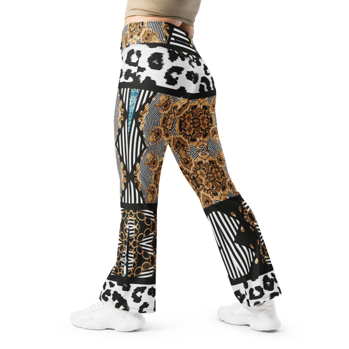 Flare Leggings Tribal Black White Gold - Image 2