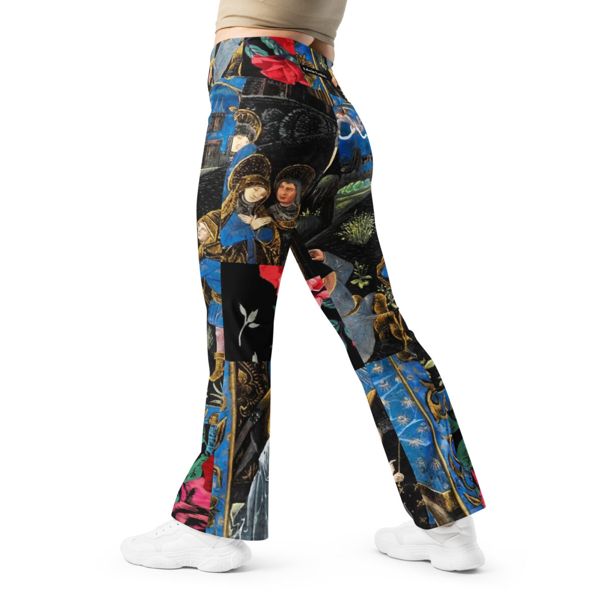 Flare Leggings Floral Black Blue - Image 2