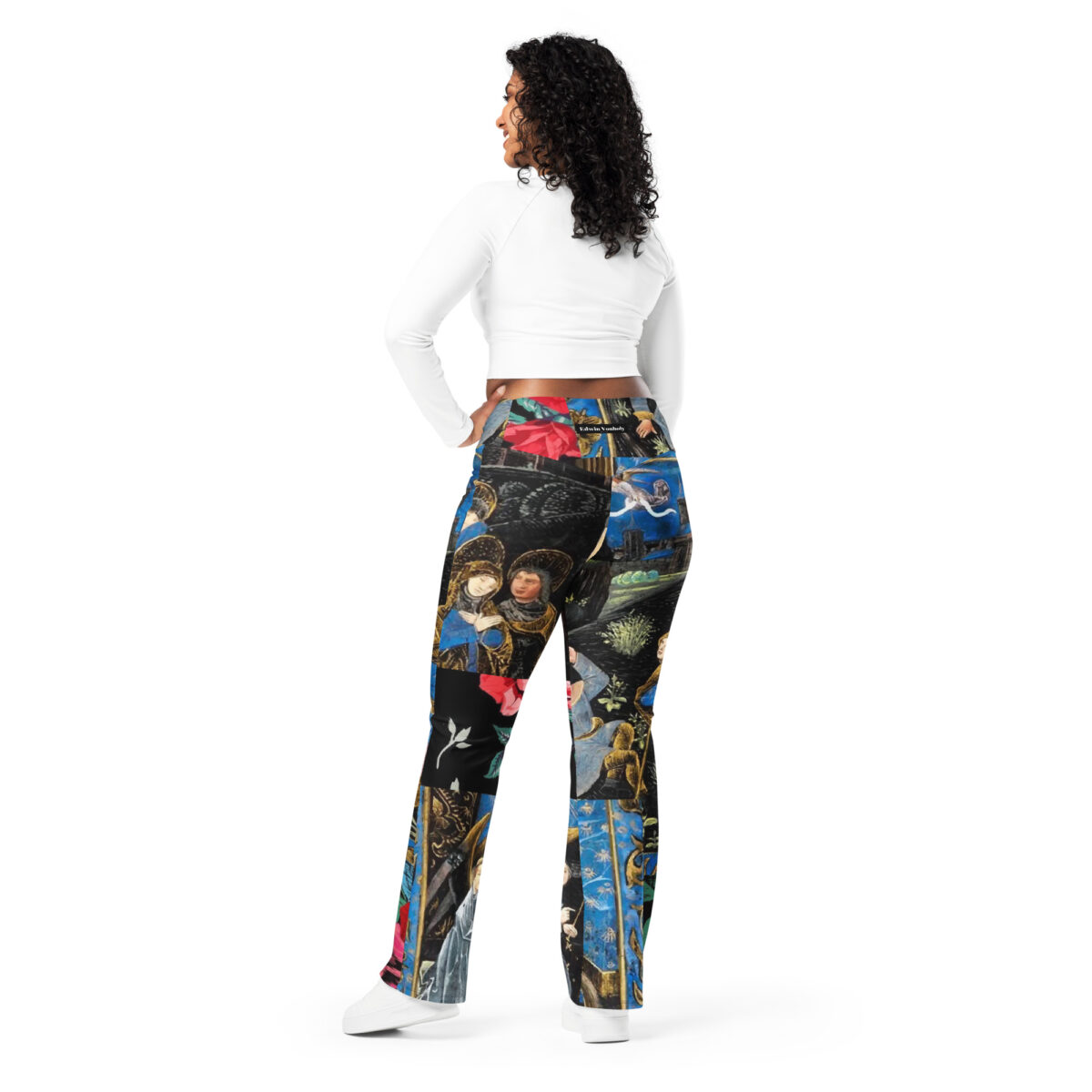 Flare Leggings Floral Black Blue - Image 5
