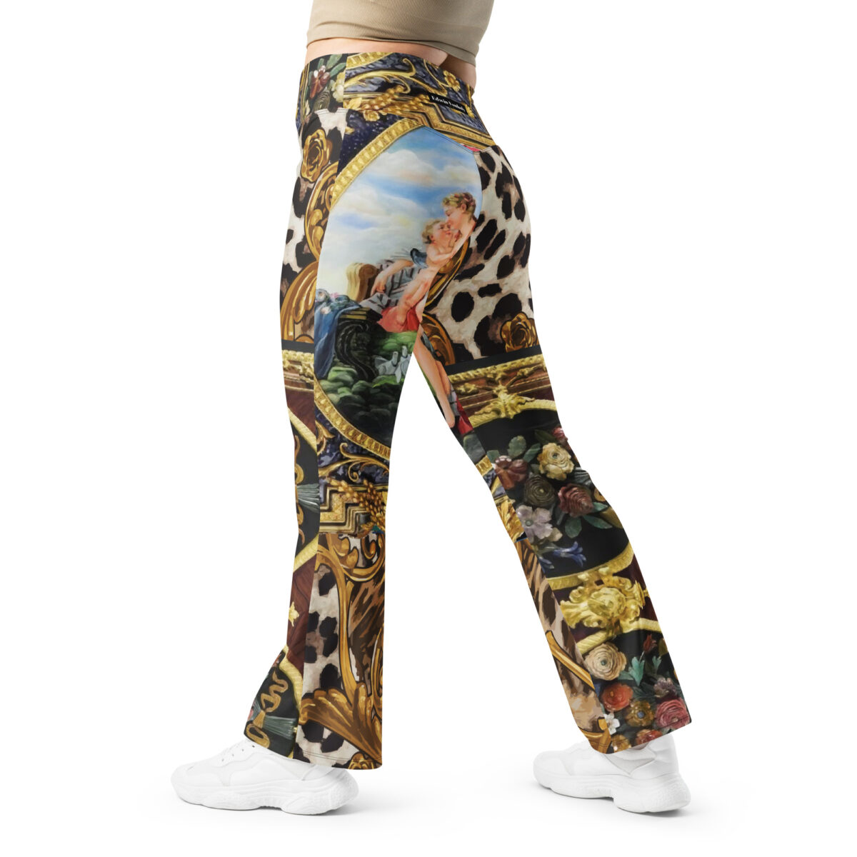 High Waist Flare Leggings Brown Leopard Animal Print - Image 2