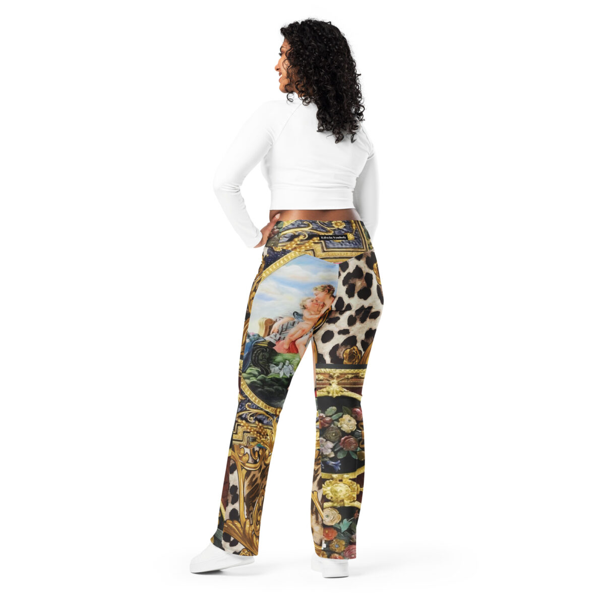 High Waist Flare Leggings Brown Leopard Animal Print - Image 5