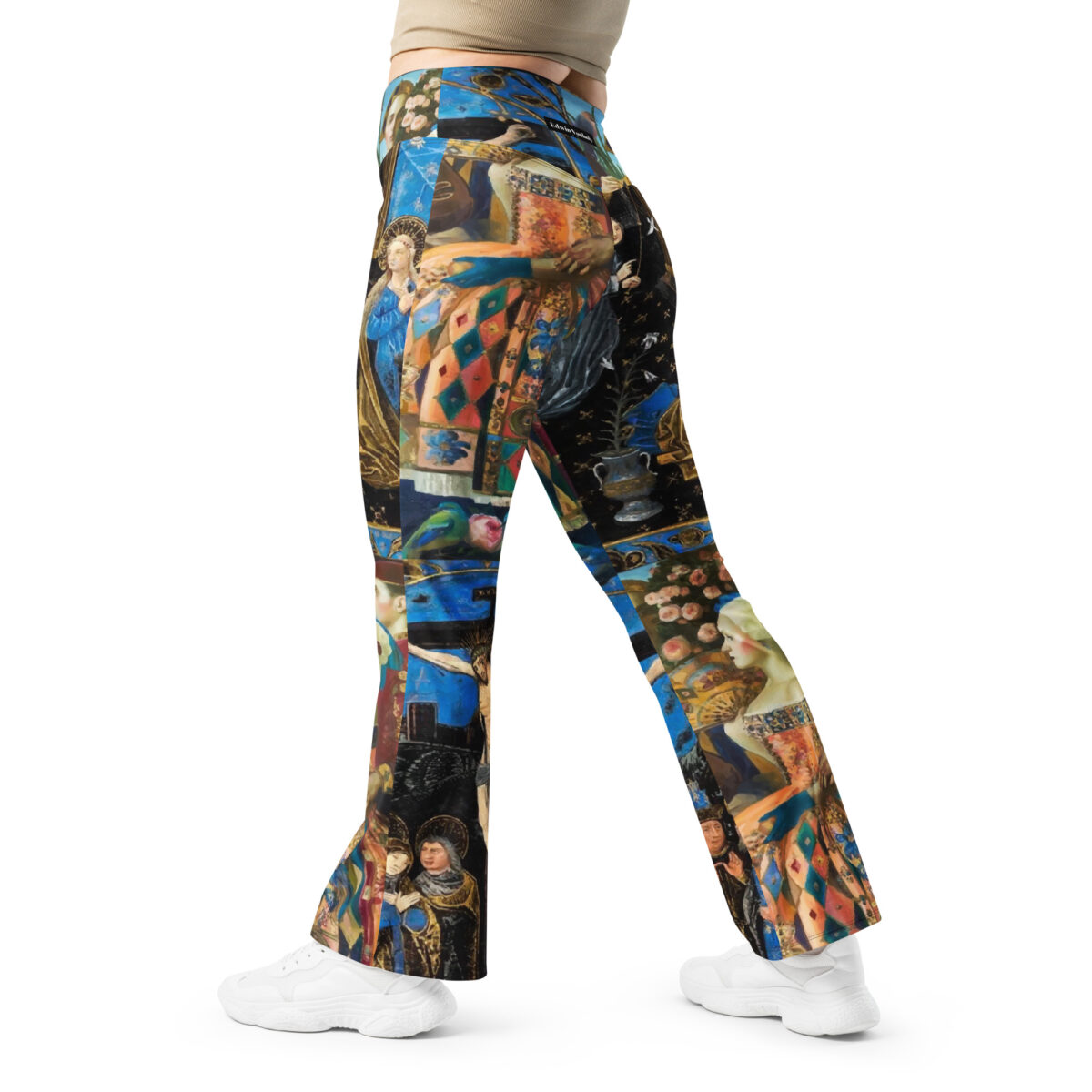 High Waist Flare Leggings Printed Blue Black - Image 2