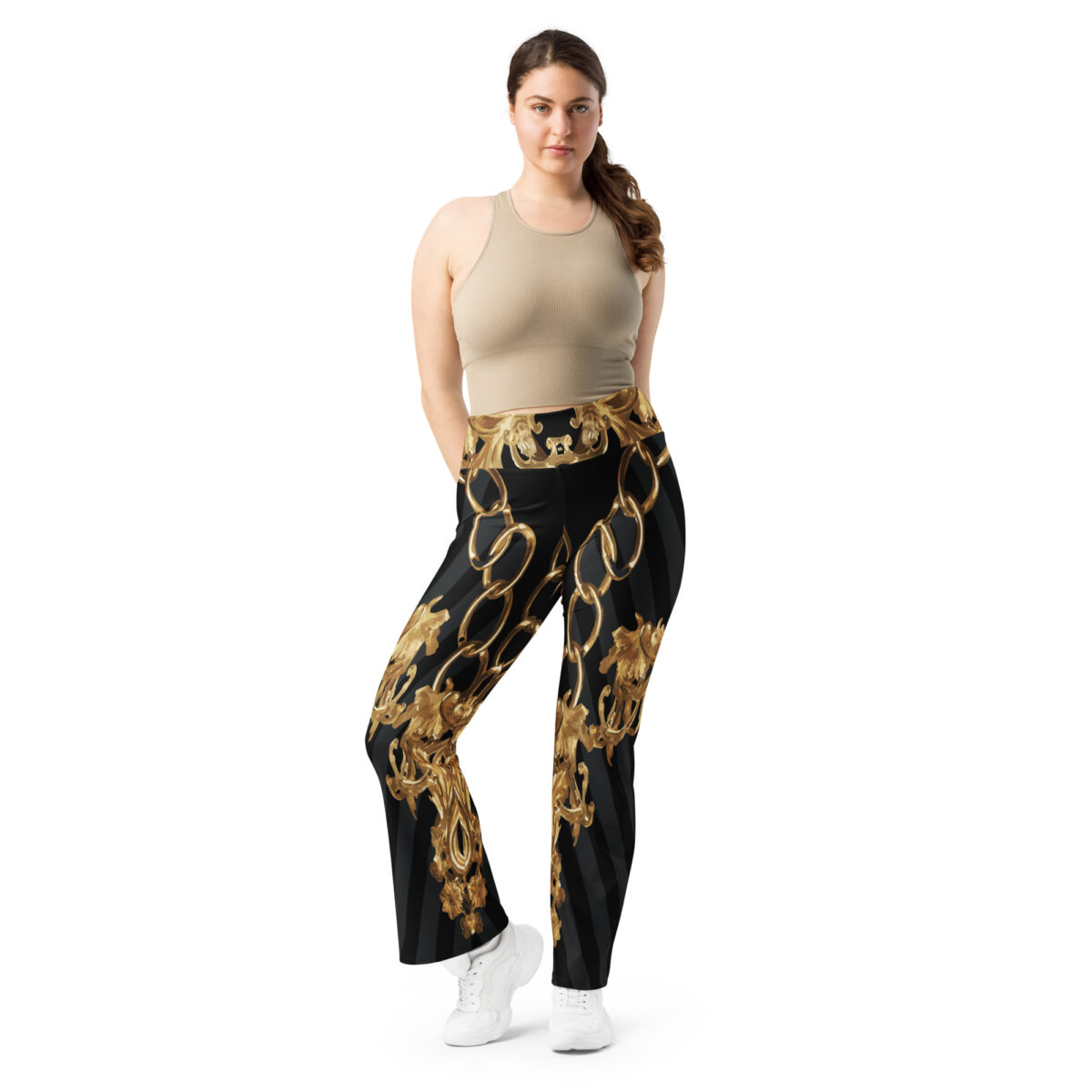 Flared Leggings For Women Black Gold - Image 3