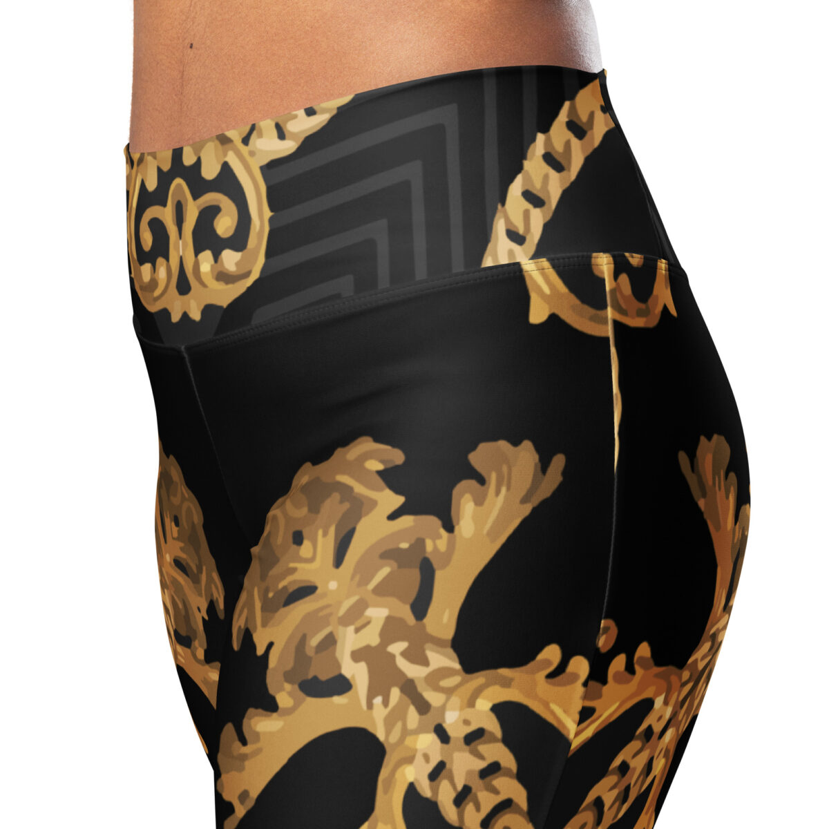 Flared Leggings Black Baroque Gold - Image 6