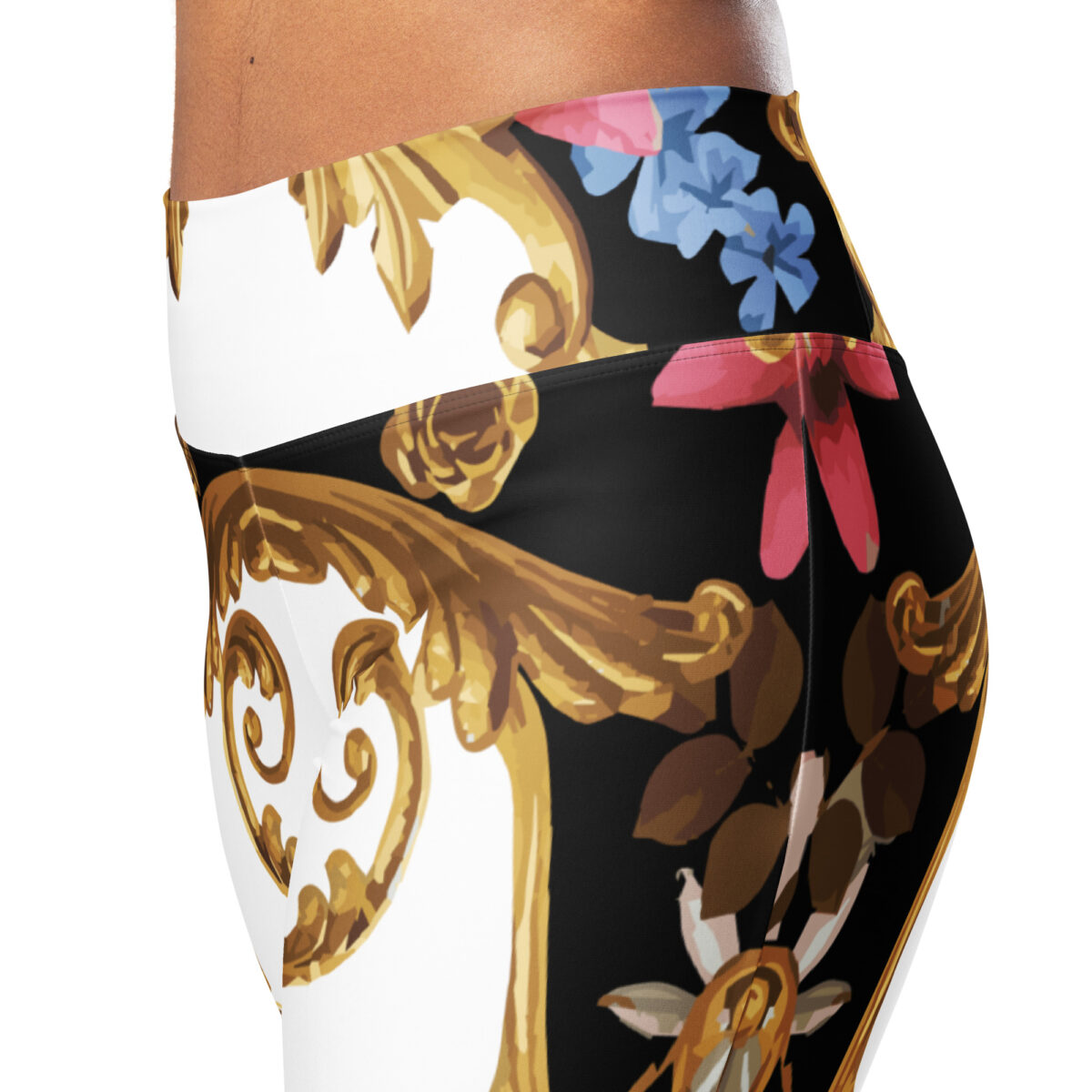 Flared Leggings For Women Black White - Image 6