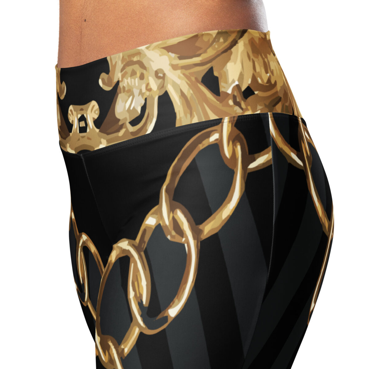 Flared Leggings For Women Black Gold - Image 6