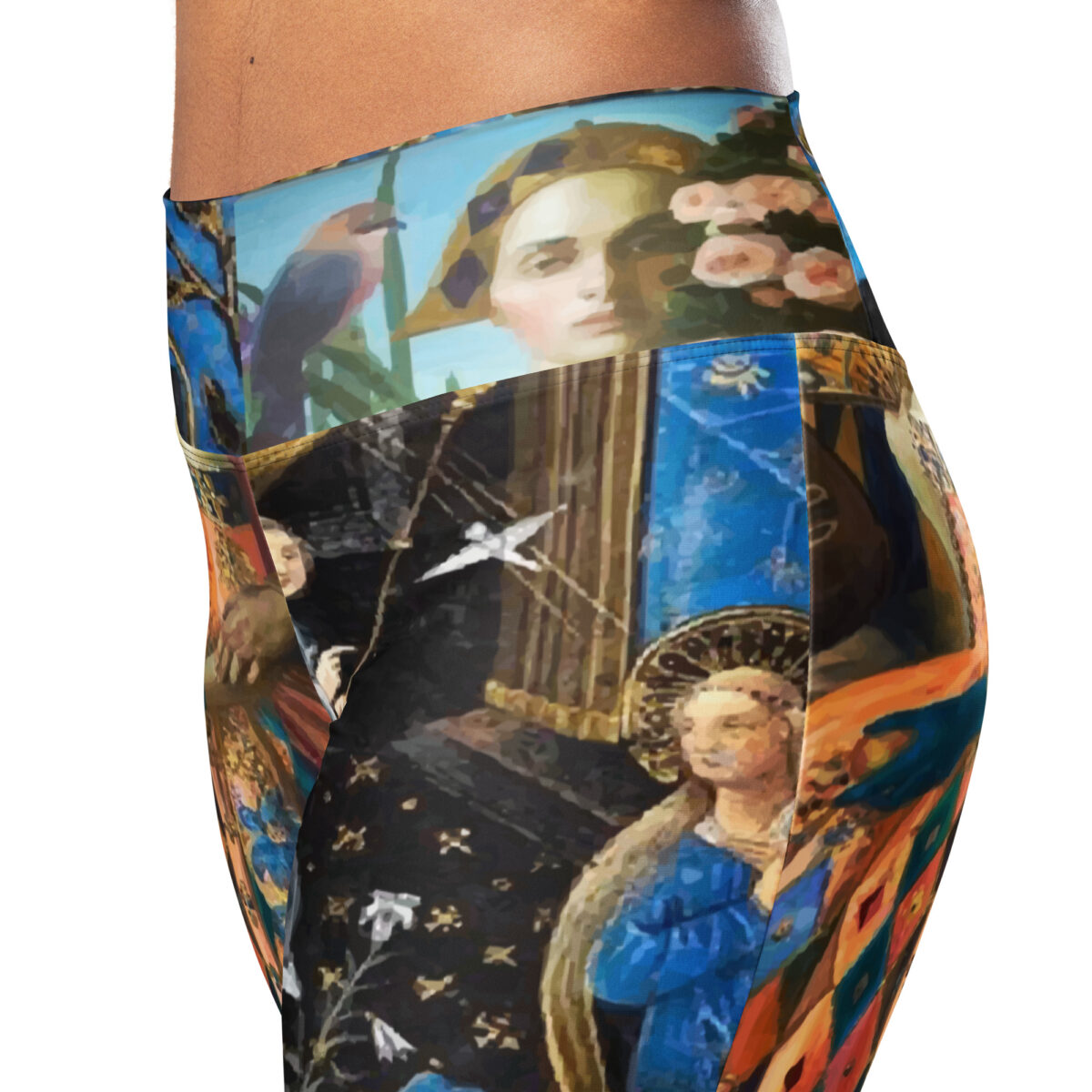 High Waist Flare Leggings Printed Blue Black - Image 6
