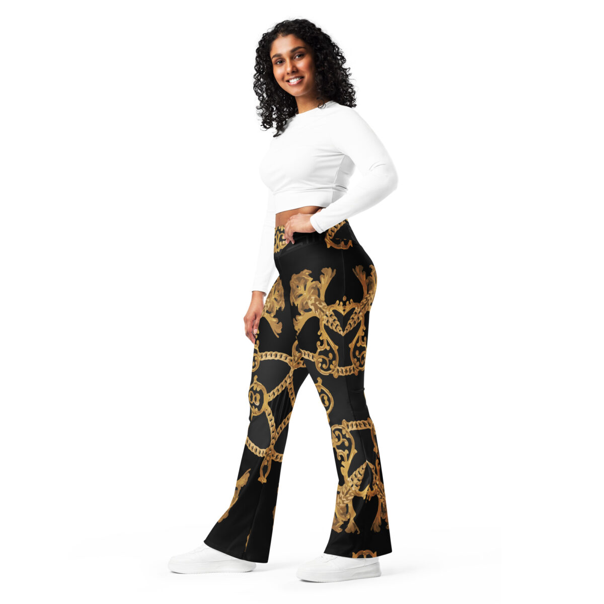 Flared Leggings Black Baroque Gold - Image 7