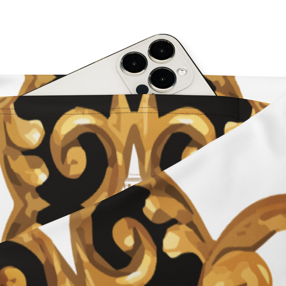 Designer Flare Leggings Black Gold White - Image 4
