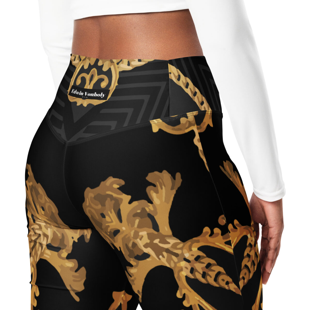 Flared Leggings Black Baroque Gold - Image 8