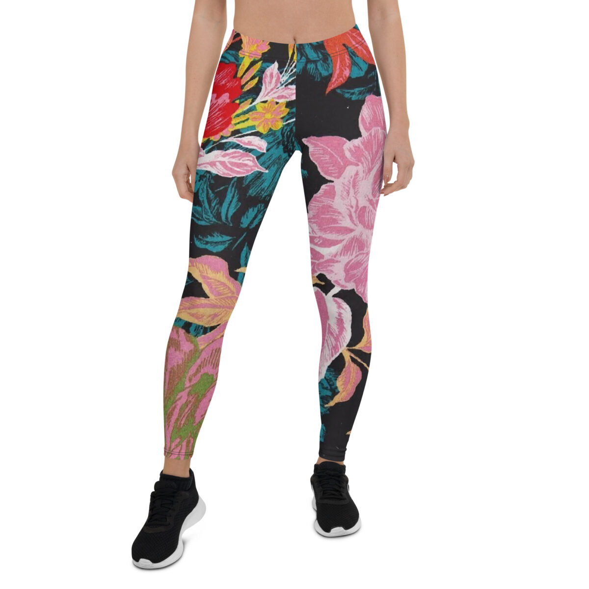 Leggings Floral Black Pink - Image 2